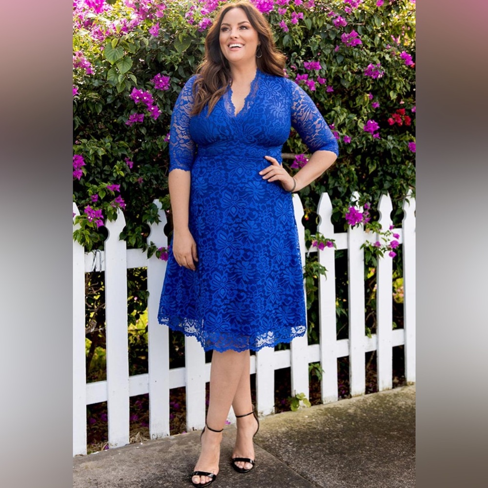 Kiyonna Mademoiselle Blue Lace Cocktail Dress Sz3x